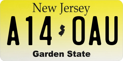 NJ license plate A14OAU