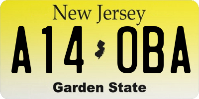 NJ license plate A14OBA