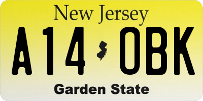NJ license plate A14OBK