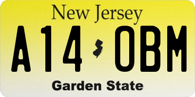 NJ license plate A14OBM