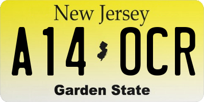 NJ license plate A14OCR