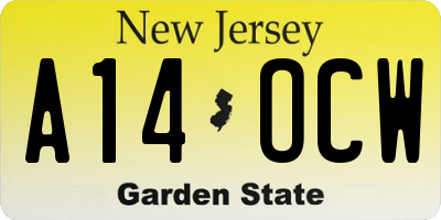 NJ license plate A14OCW