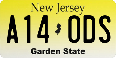 NJ license plate A14ODS