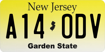 NJ license plate A14ODV