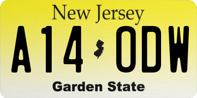 NJ license plate A14ODW