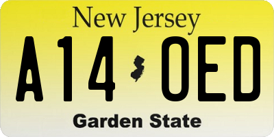 NJ license plate A14OED