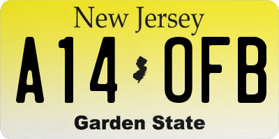 NJ license plate A14OFB