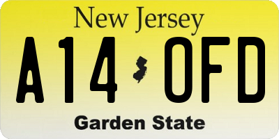 NJ license plate A14OFD