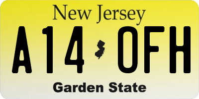 NJ license plate A14OFH