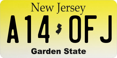 NJ license plate A14OFJ