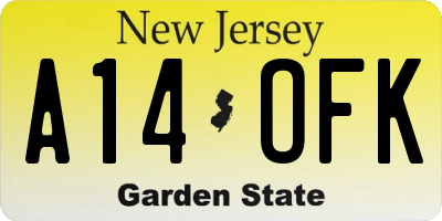 NJ license plate A14OFK