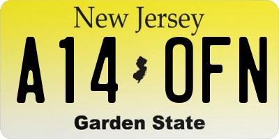 NJ license plate A14OFN