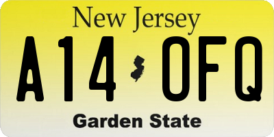 NJ license plate A14OFQ