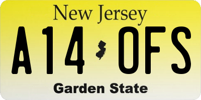 NJ license plate A14OFS