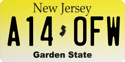 NJ license plate A14OFW
