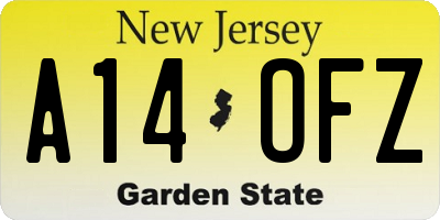 NJ license plate A14OFZ