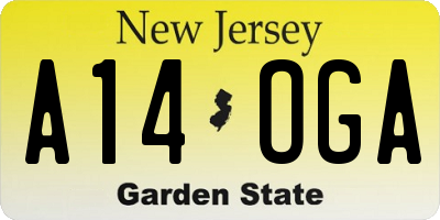 NJ license plate A14OGA