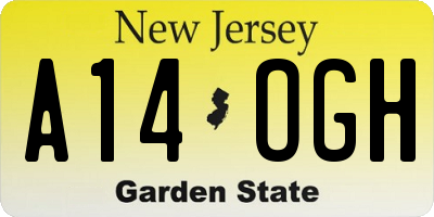 NJ license plate A14OGH