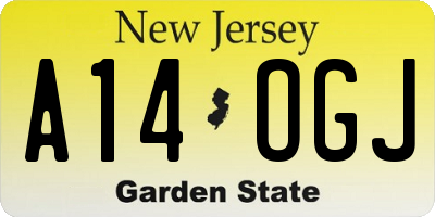 NJ license plate A14OGJ