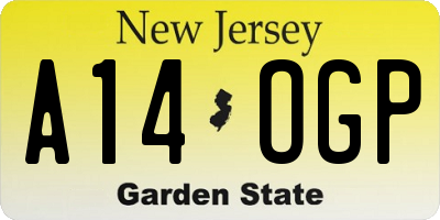 NJ license plate A14OGP