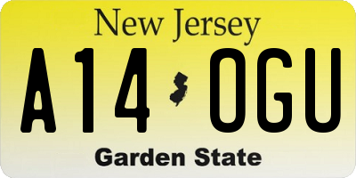 NJ license plate A14OGU