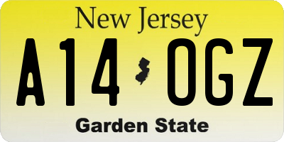 NJ license plate A14OGZ