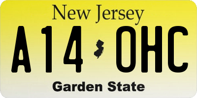NJ license plate A14OHC