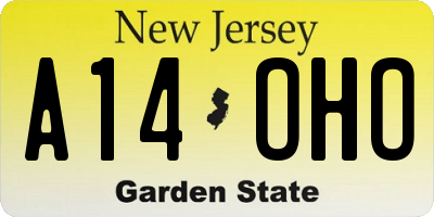 NJ license plate A14OHO