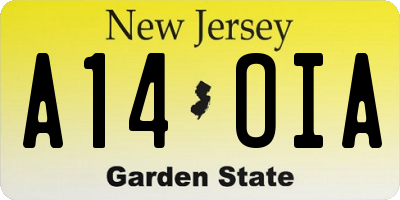 NJ license plate A14OIA