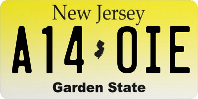 NJ license plate A14OIE