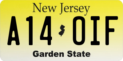 NJ license plate A14OIF