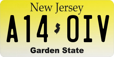 NJ license plate A14OIV
