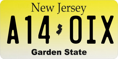 NJ license plate A14OIX