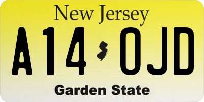 NJ license plate A14OJD