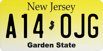 NJ license plate A14OJG