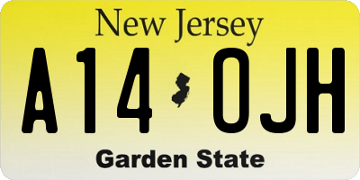 NJ license plate A14OJH