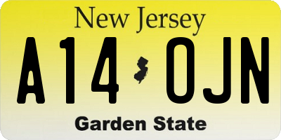 NJ license plate A14OJN