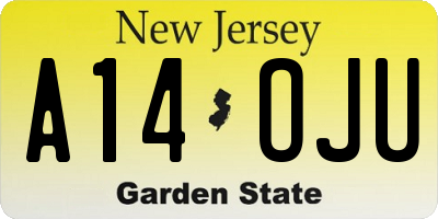NJ license plate A14OJU