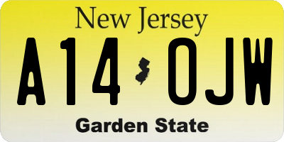 NJ license plate A14OJW