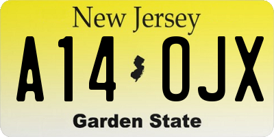 NJ license plate A14OJX