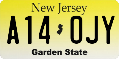 NJ license plate A14OJY
