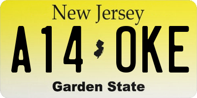 NJ license plate A14OKE