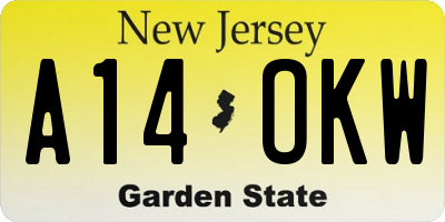 NJ license plate A14OKW