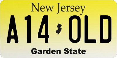NJ license plate A14OLD