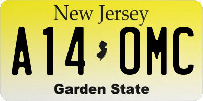 NJ license plate A14OMC