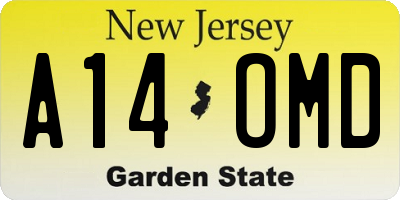NJ license plate A14OMD