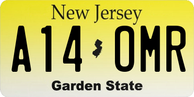 NJ license plate A14OMR