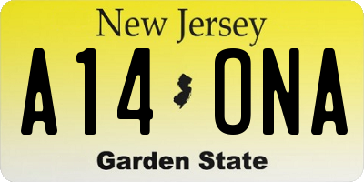 NJ license plate A14ONA