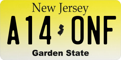 NJ license plate A14ONF