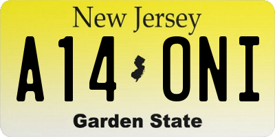 NJ license plate A14ONI